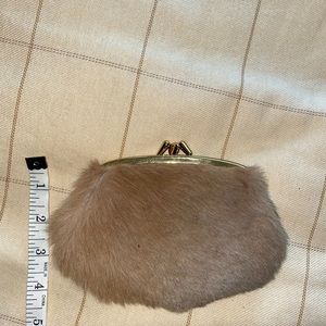 Tan Mini clutch, Real fur.